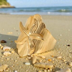 Gold Starfish Ocean Inspired Ring